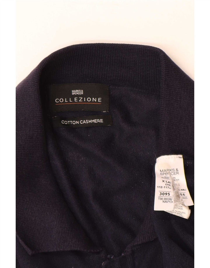 Marks & Spencer Mens Cardigan Sweater XL Navy Blue Cotton