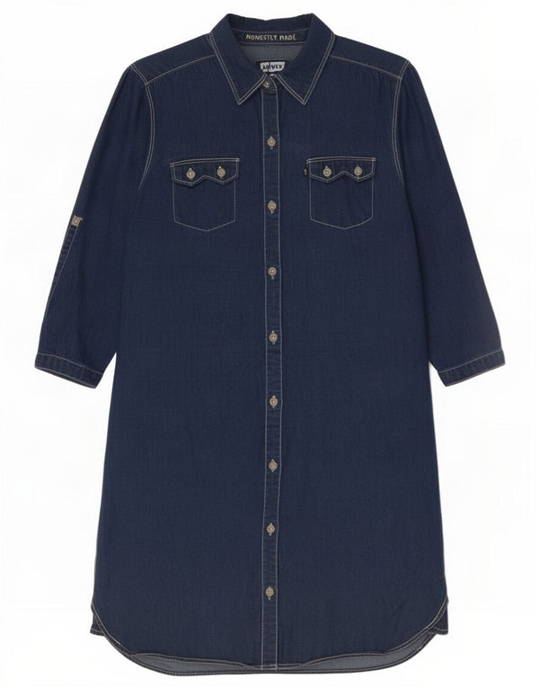 Vestito camicia di jeans con maniche a 3/4 per ragazze Levi's 13-14 anni XL in cotone blu navy