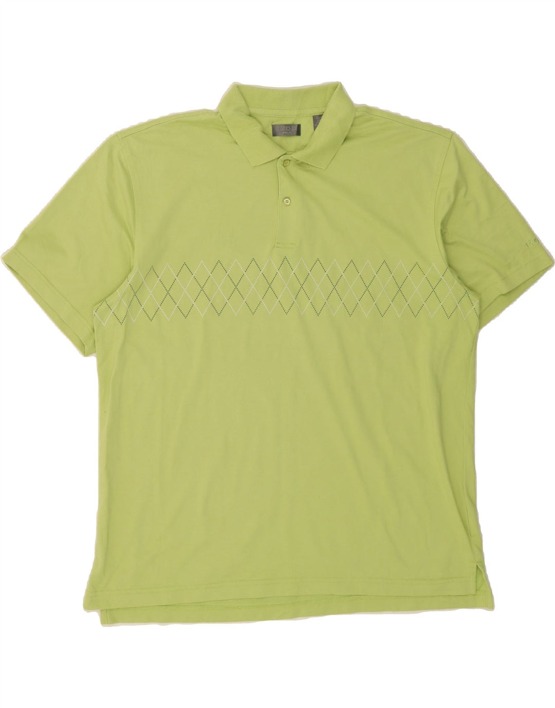 IZOD Mens Polo Shirt Large Green Argyle/Diamond Cotton Vintage Izod and Second-Hand Izod from Messina Hembry 