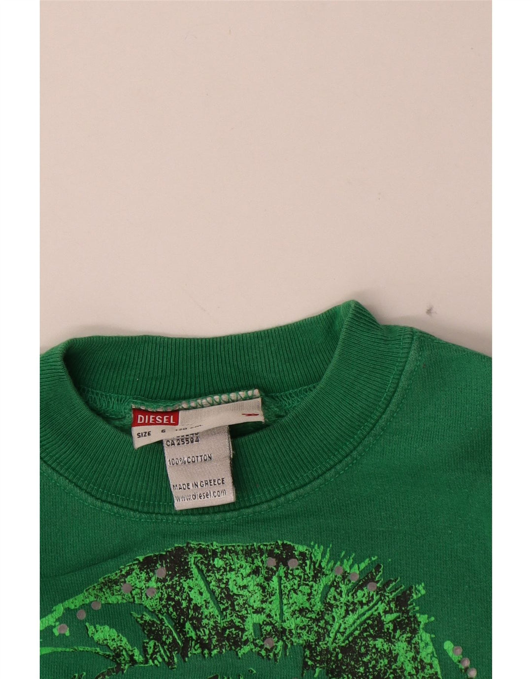 DIESEL Boys Graphic Sweatshirt Jumper 5-6 Years Green Cotton