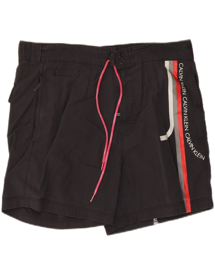 Calvin Klein Mens Graphic Swimming Shorts Medium Black Nylon