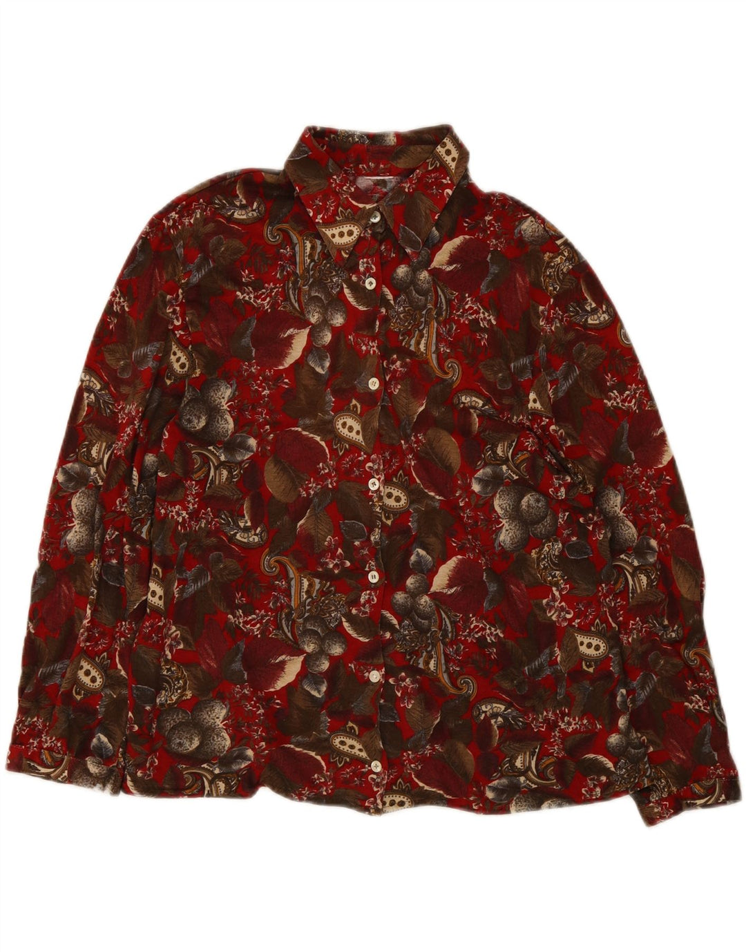 VINTAGE Womens Shirt UK 16 Large Red Floral Vintage Vintage and Second-Hand Vintage from Messina Hembry 