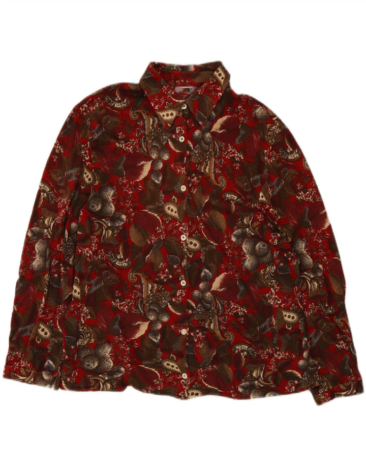 VINTAGE Womens Shirt UK 16 Large Red Floral Vintage Vintage and Second-Hand Vintage from Messina Hembry 