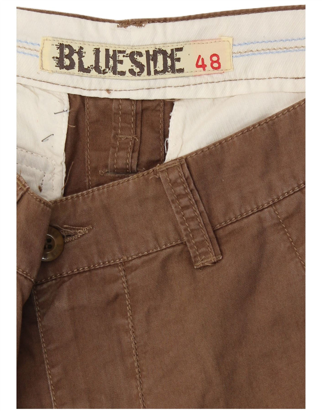 Pantaloncini cargo da uomo lato blu IT 48 medio W32 cotone marrone