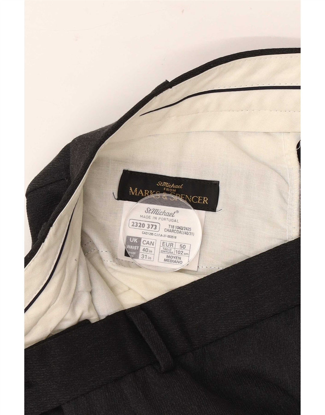 Marks & Spencer Mens Straight Suit Trousers W40 L28 Grey Polyester