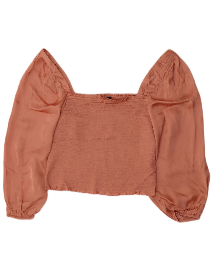 J. Crew Womens Long Sleeve Blouse Top UK 14 Large Pink Polyester