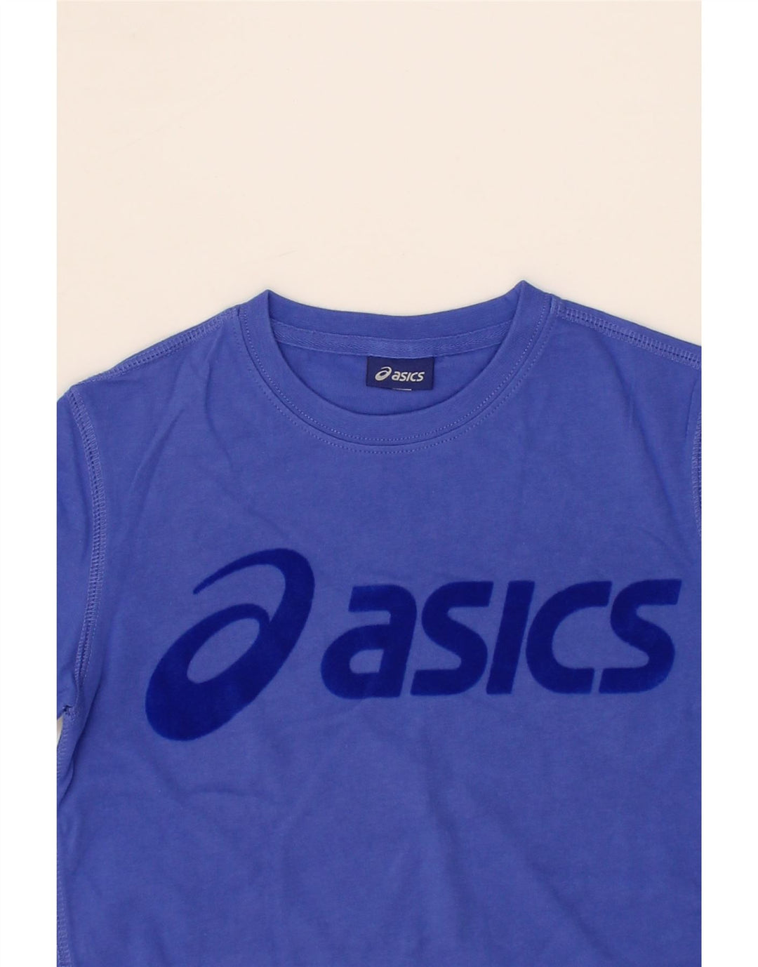 ASICS Boys Graphic T-Shirt Top 7-8 Years Blue Cotton Vintage Asics and Second-Hand Asics from Messina Hembry 