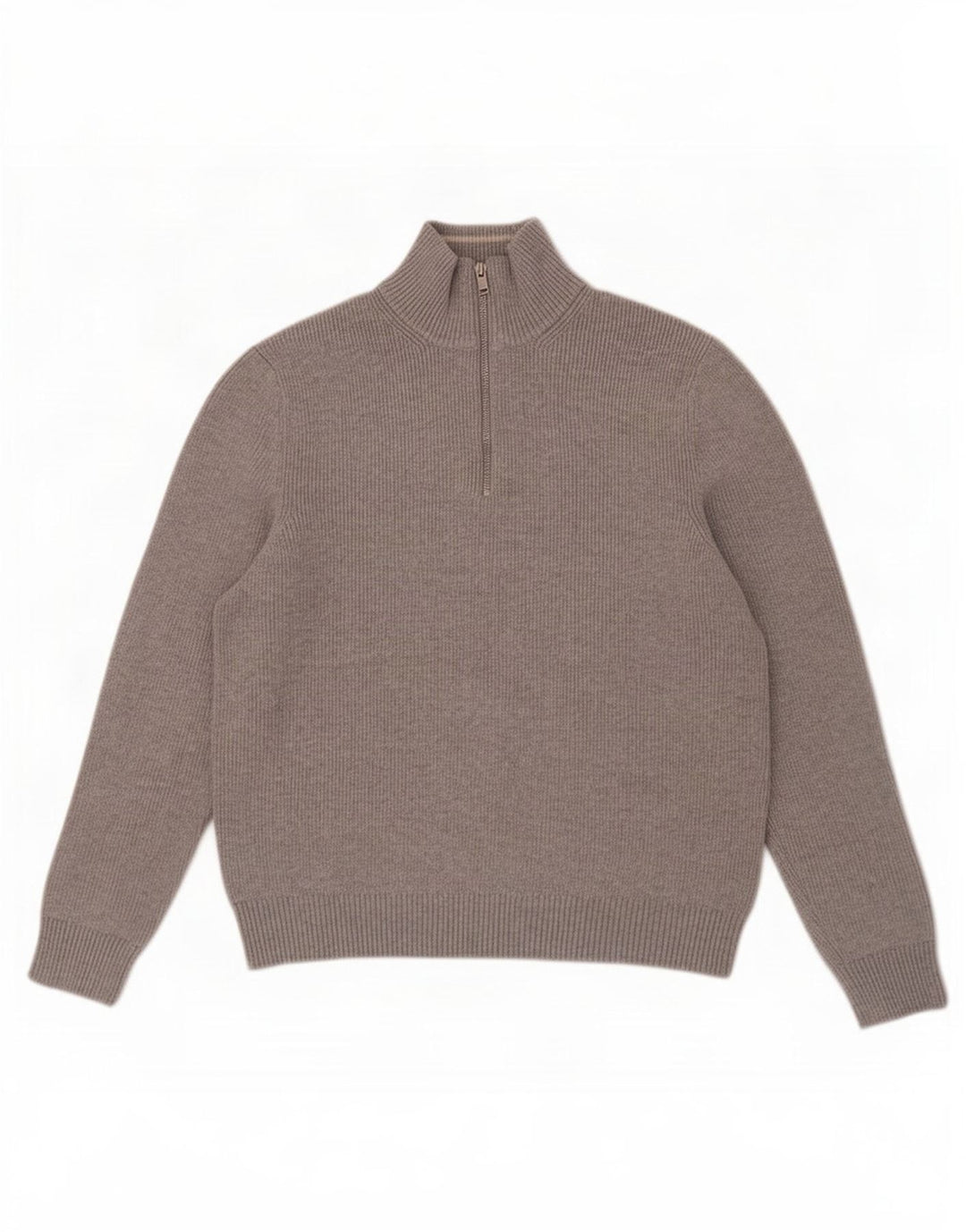Marks & Spencer Mens Zip Neck Jumper Sweater Large Grey Polyester