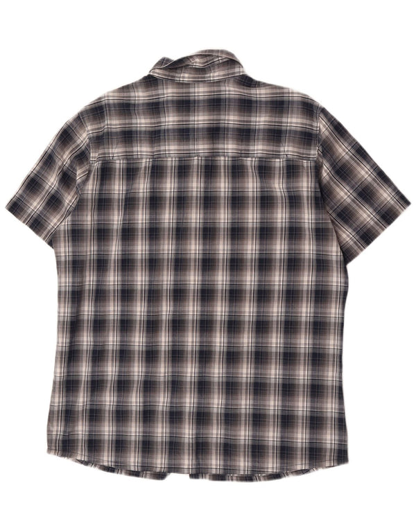 Jack Wolfskin Camisa de manga corta para hombre UK 40/42 Large Navy Blue Check