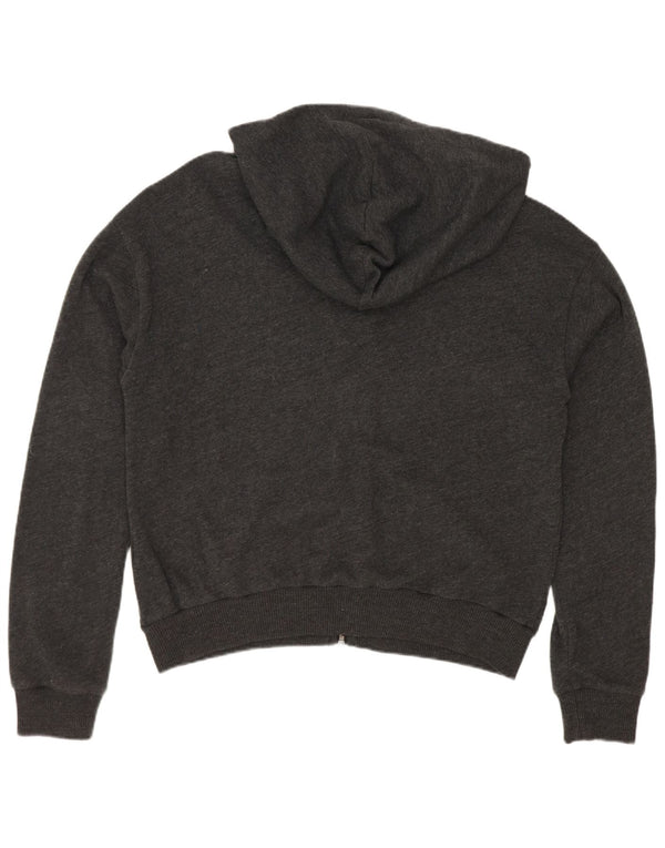 Abercrombie & Fitch Pull à capuche zippé graphique pour femme UK 16 Large Gris