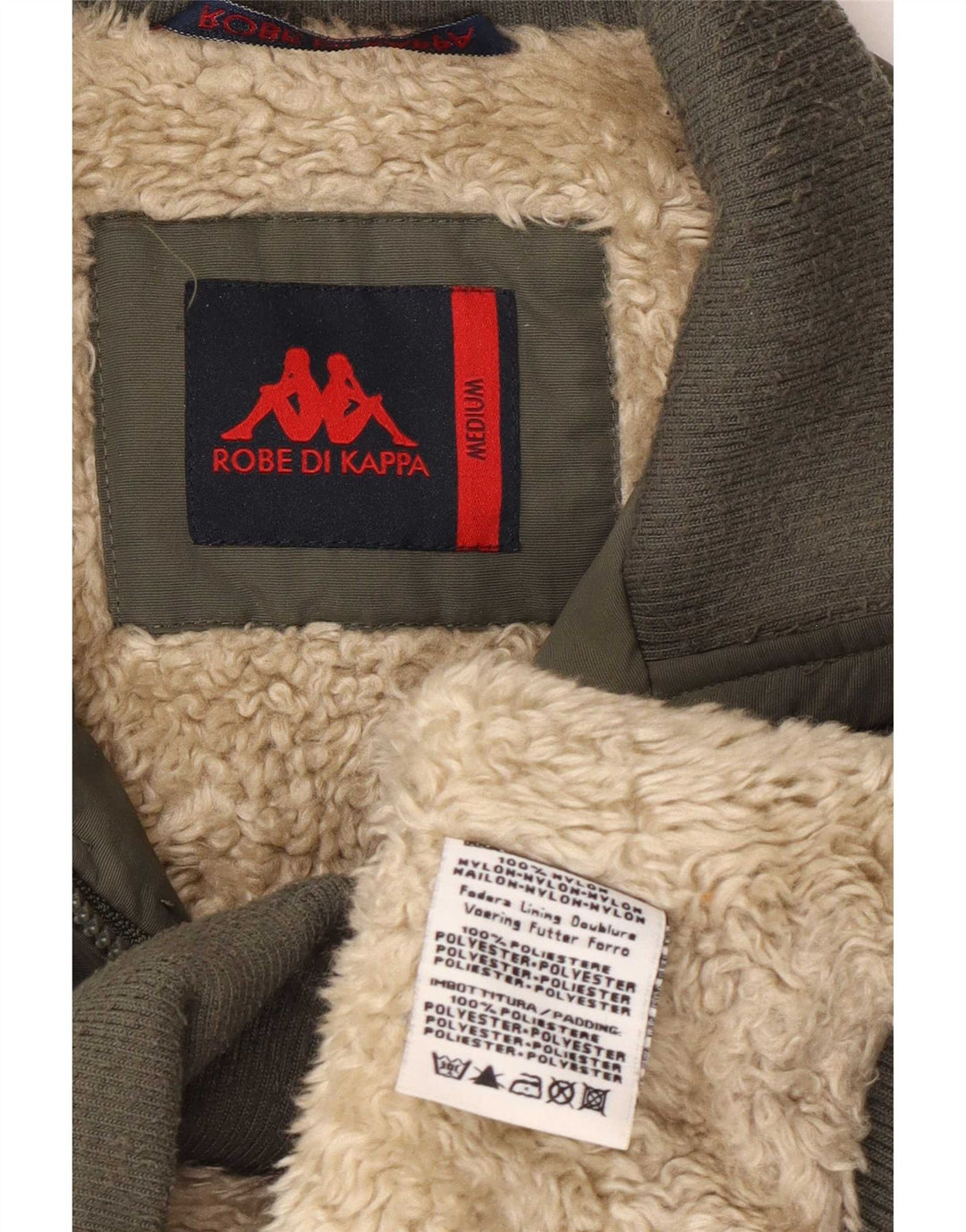 Kappa Mens Sherpa Bomber Jacket UK 38 Medium Khaki Nylon
