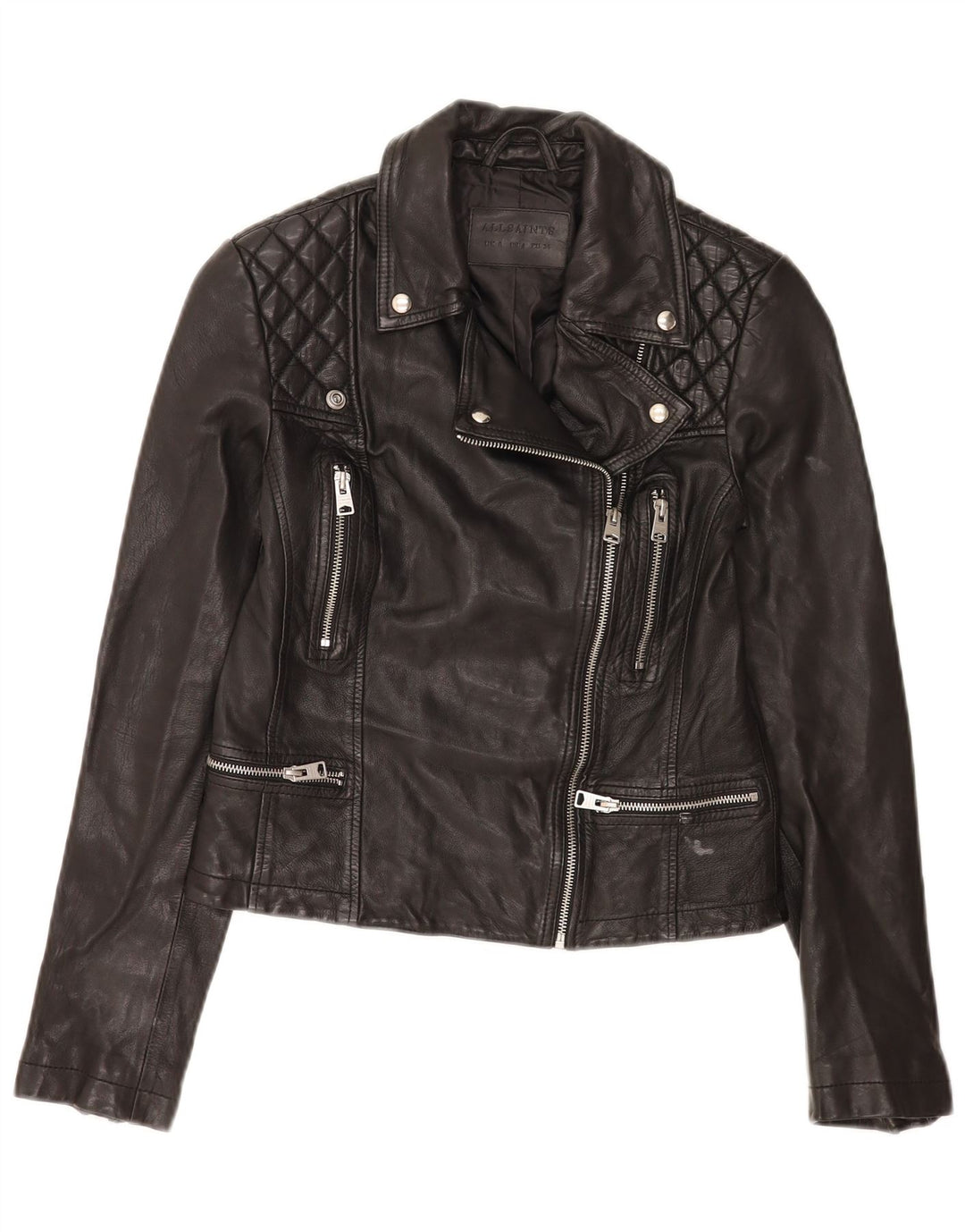 Jachetă motociclist din piele pentru femei All Saints UK 8 Small Black