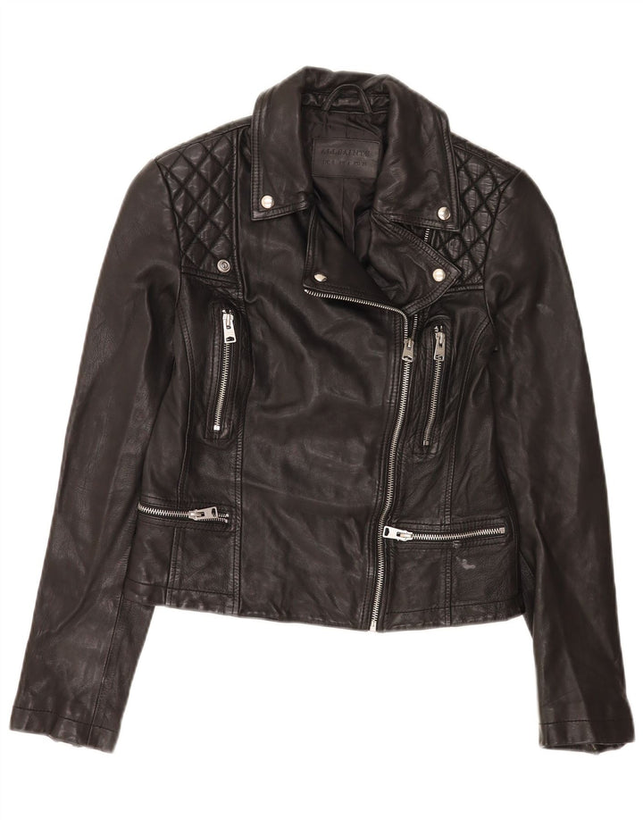 Jachetă motociclist din piele pentru femei All Saints UK 8 Small Black