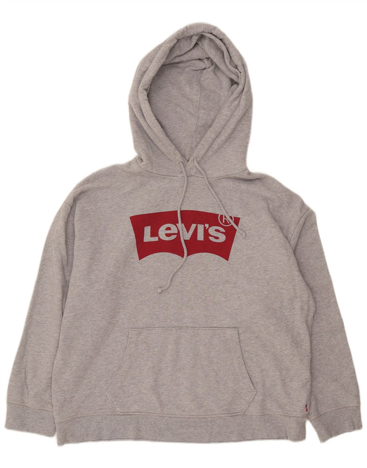 Suéter com capuz gráfico masculino LEVI'S grande algodão cinza