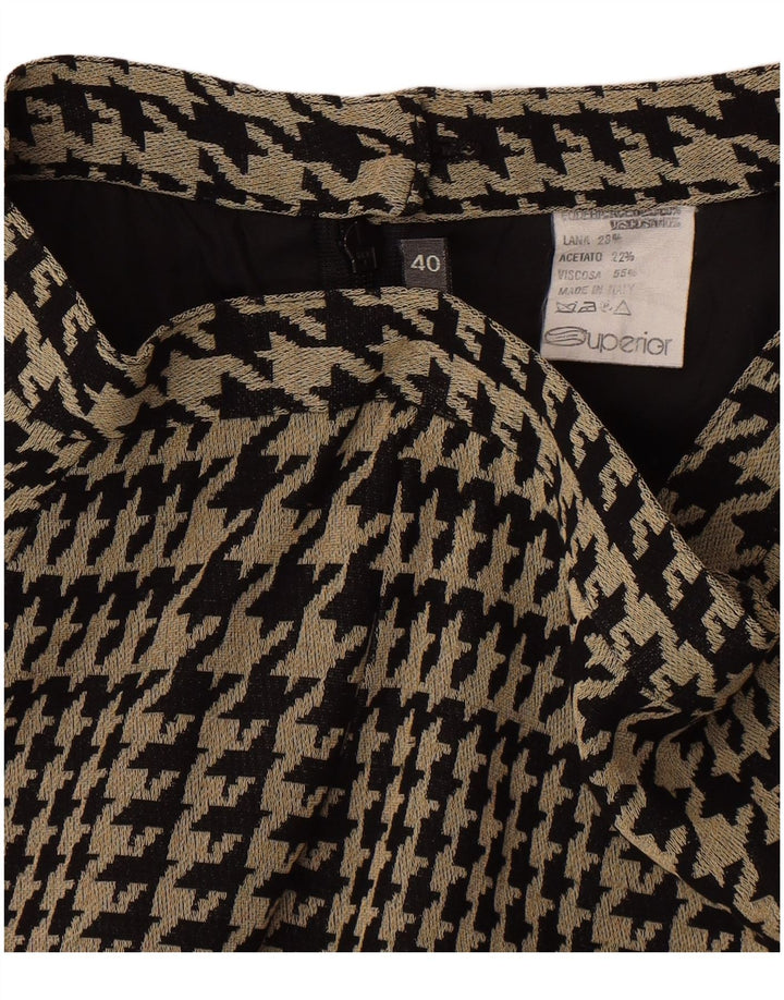 Superior Womens Straight Skirt IT 40 Small W26 Black Houndstooth Viscose