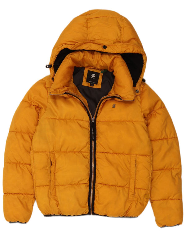 Jaqueta acolchoada com capuz feminina G-Star UK 14 poliéster amarelo médio