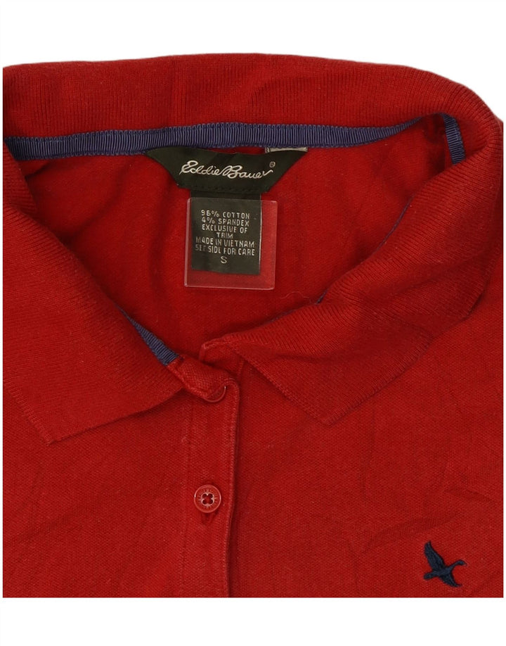 EDDIE BAUER Dame Polo Shirt UK 10 Lille Rød Bomuld