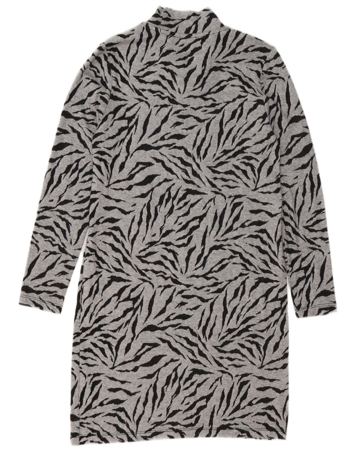 Marks & Spencer Womens Jumper Dress UK 8 Small Grey Animal Print Polyester
