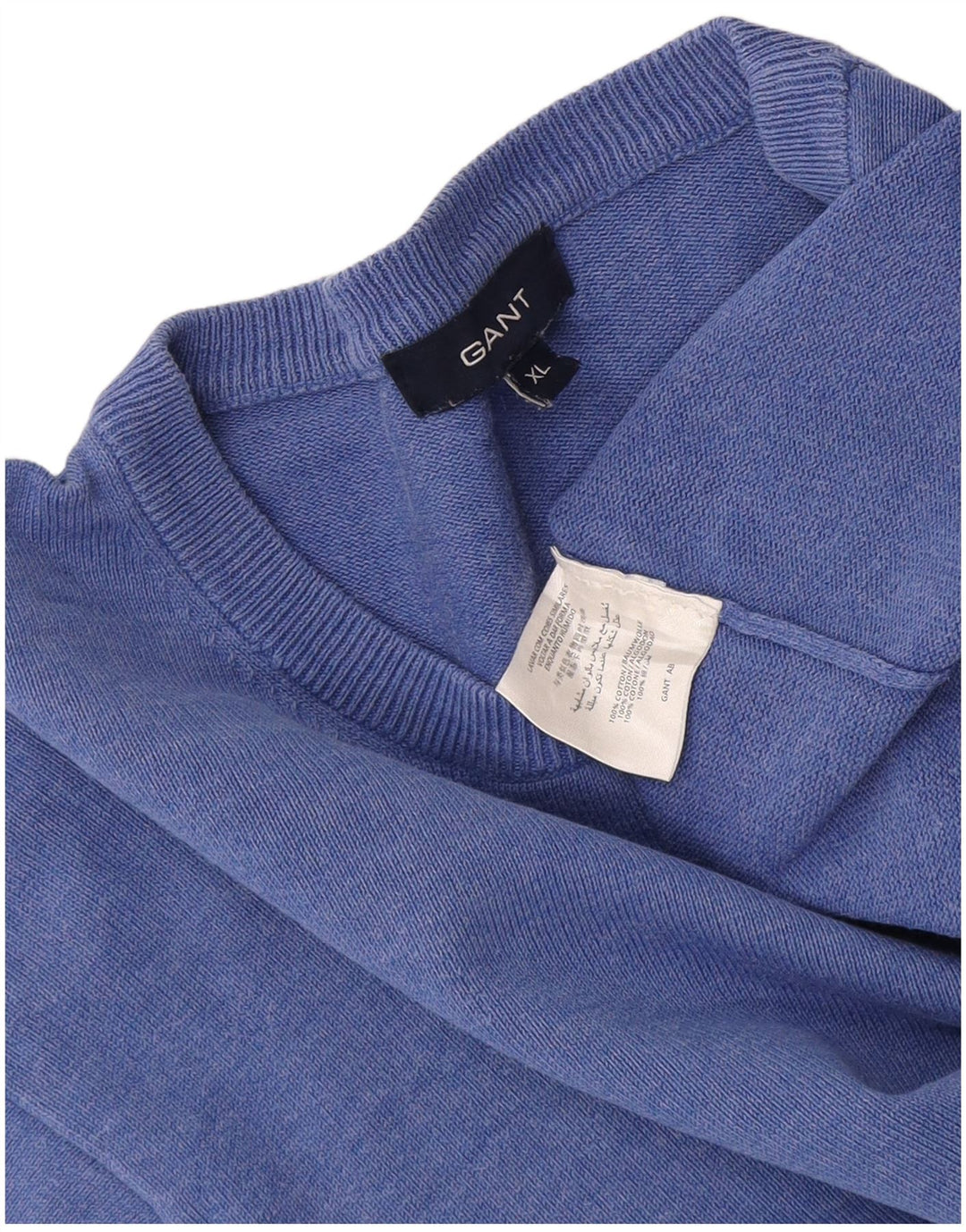 Gant Mens Crew Neck Jumper Sweater XL Blue Cotton