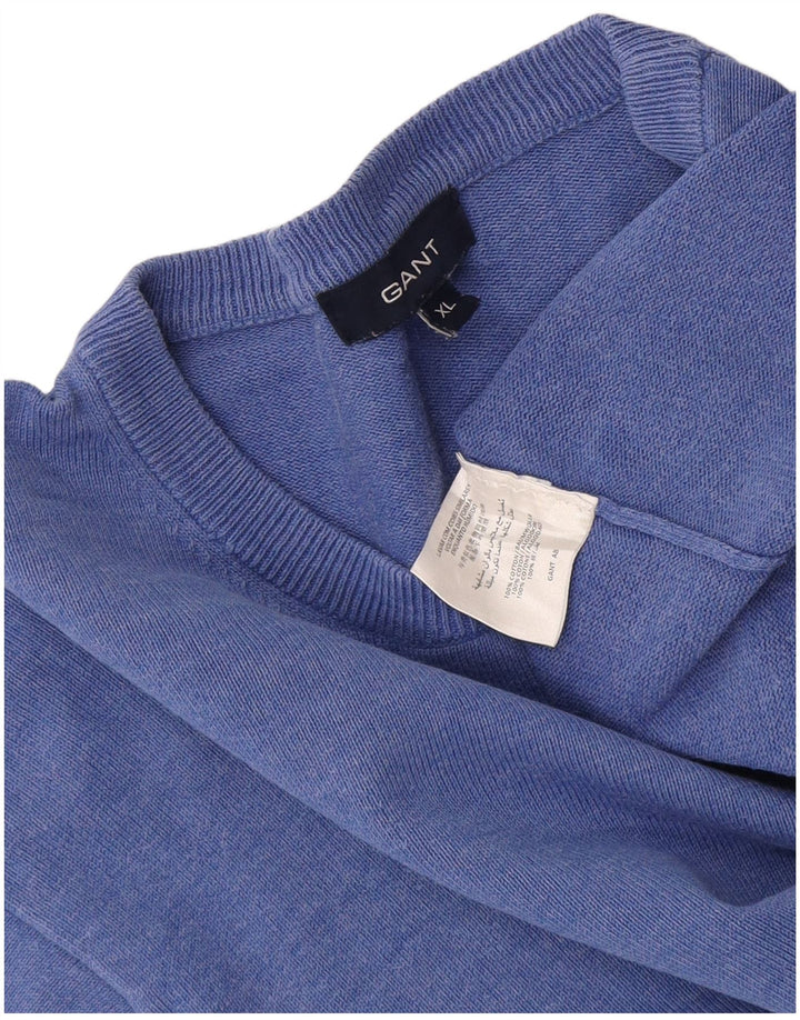 Gant Mens Crew Neck Jumper Sweater XL Blue Cotton
