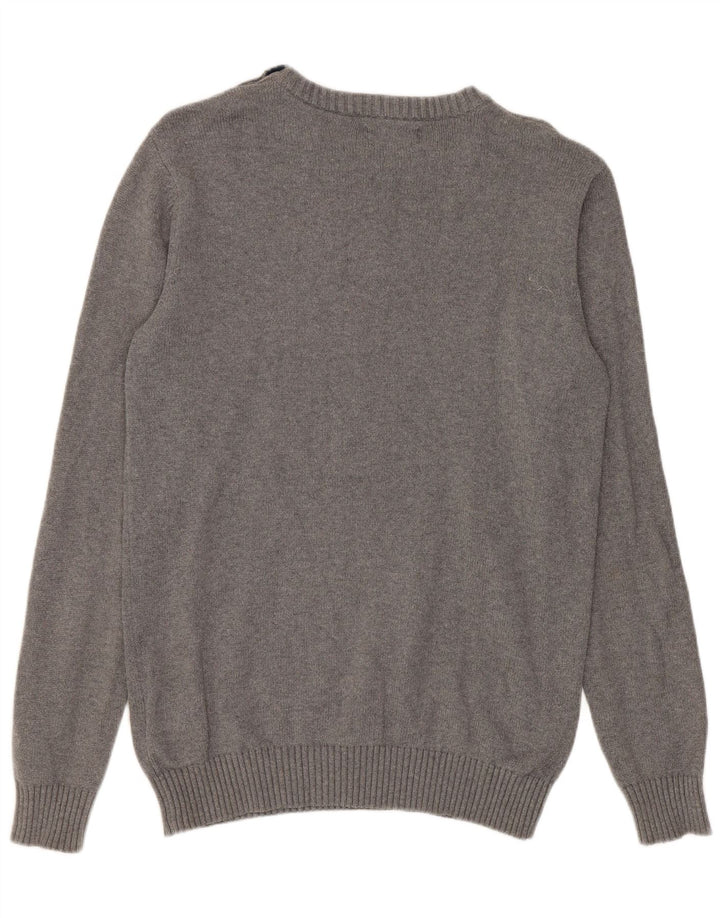 Jack & Jones Mens Boat Neck Jumper Sweater Small Grey Cotton