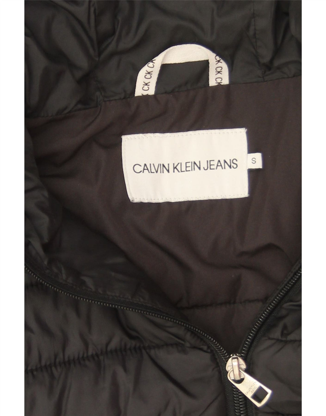 Calvin Klein Jeans Womens Hooded Oversized Padded Jacket UK 10 Small Black