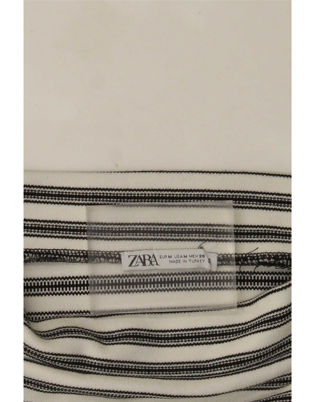 Zara Femmes Crop Off Épaule Top UK 12 Moyen Blanc Rayé