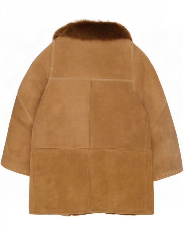 Jaqueta feminina vintage de shearling IT 48 XL marrom