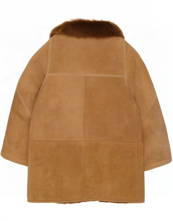 Jaqueta feminina vintage de shearling IT 48 XL marrom