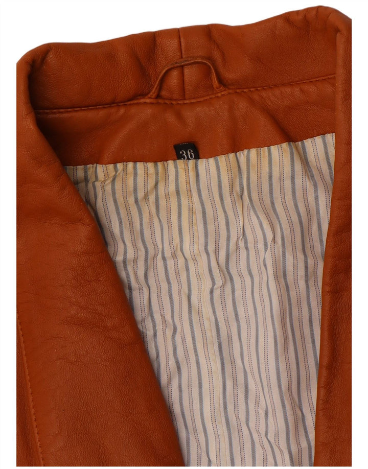 Vintage Womens Batwing Leather Coat EU 36 Small Brown