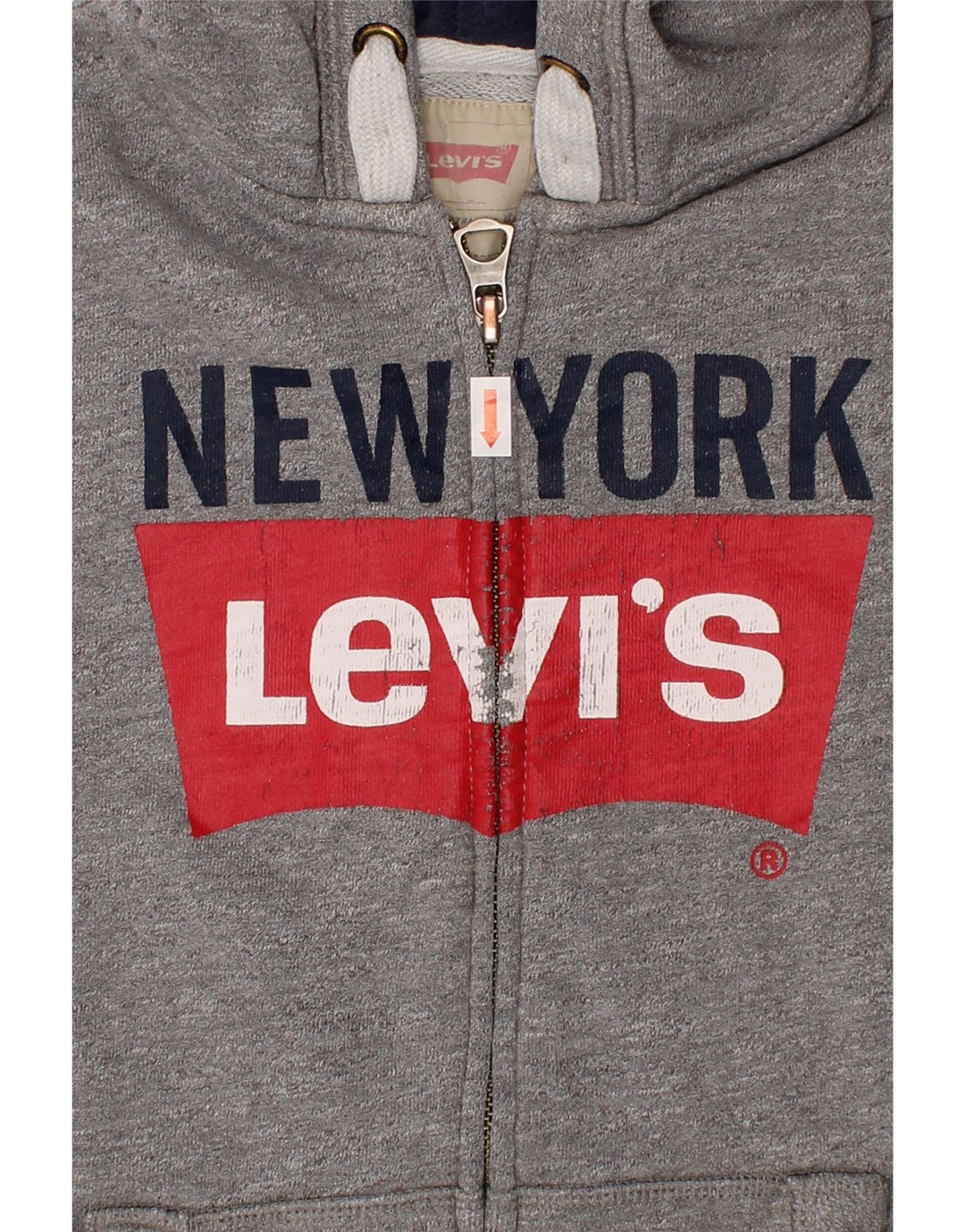LEVI'S Boys Graphic Zip Hoodie Sweater 9-10 Years Grey Cotton Vintage Levi's and Second-Hand Levi's from Messina Hembry 