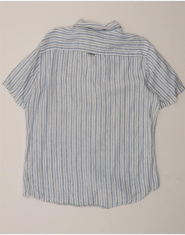 Crew Clothing Mens Short Sleeve Shirt Large Blue Striped Linen