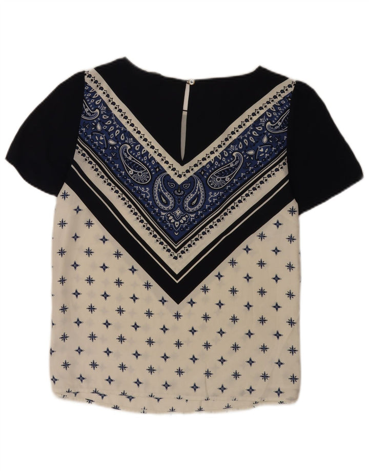 Oasis Chemisier Femme Haut UK 10 Petit Bleu Marine Paisley Polyester