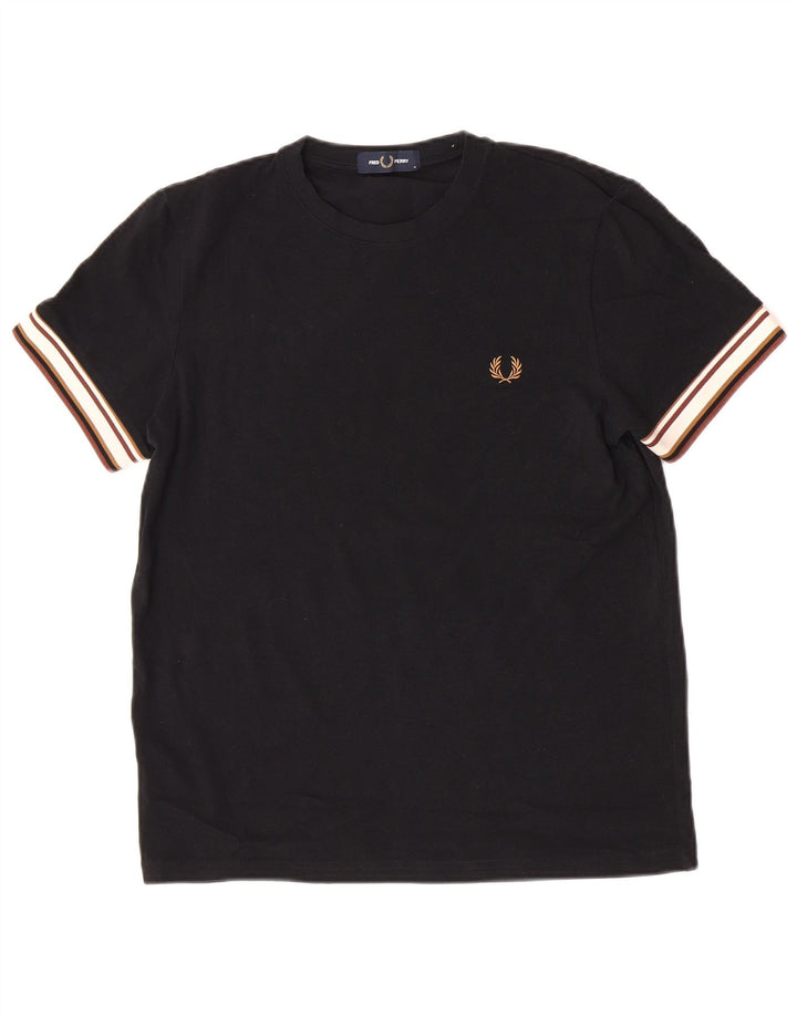 Fred Perry Mens T-Shirt Top Medium Black Colourblock Cotton