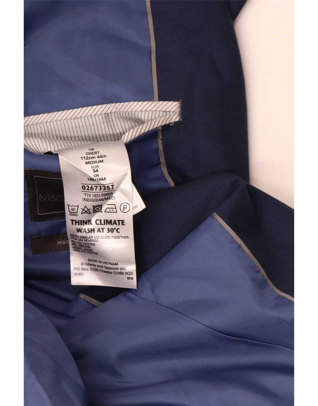 Marks & Spencer Veste blazer à 2 boutons pour homme UK 44 XL Bleu marine classique