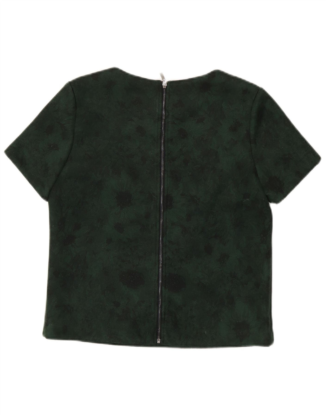 FRNCH Womens Crop Blouse Top UK 16 Small Green Floral Polyester