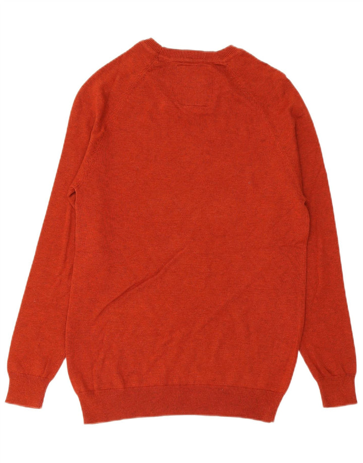 Superdry Mens Boat Neck Jumper Sweater Small Orange Cotton