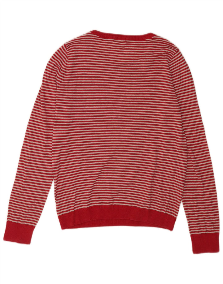 Lacoste Womens Crew Neck Jumper Pull Taille 38 Moyen Rouge Rayé