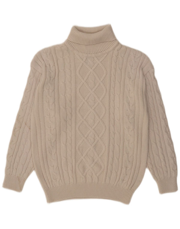 vintage Mens Roll Neck Jumper Sweater UK 42/44 Grand Acrylique Blanc