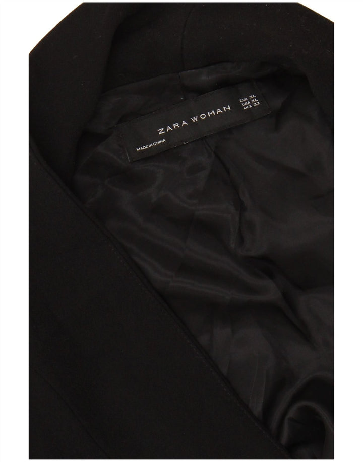 ZARA Womens 3/4 Sleeve Open Blazer Jacket UK 18 XL Black