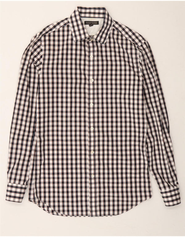 BANANA REPUBLIC Mens Shirt Size 14 1/2 Small Black Check Cotton