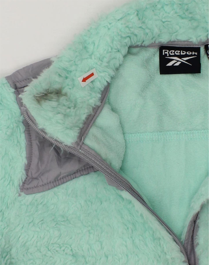 REEBOK Girls Fleece Jacket 10-11 Years Medium Blue Colourblock Polyester | Vintage Reebok | Thrift | Second-Hand Reebok | Used Clothing | Messina Hembry 