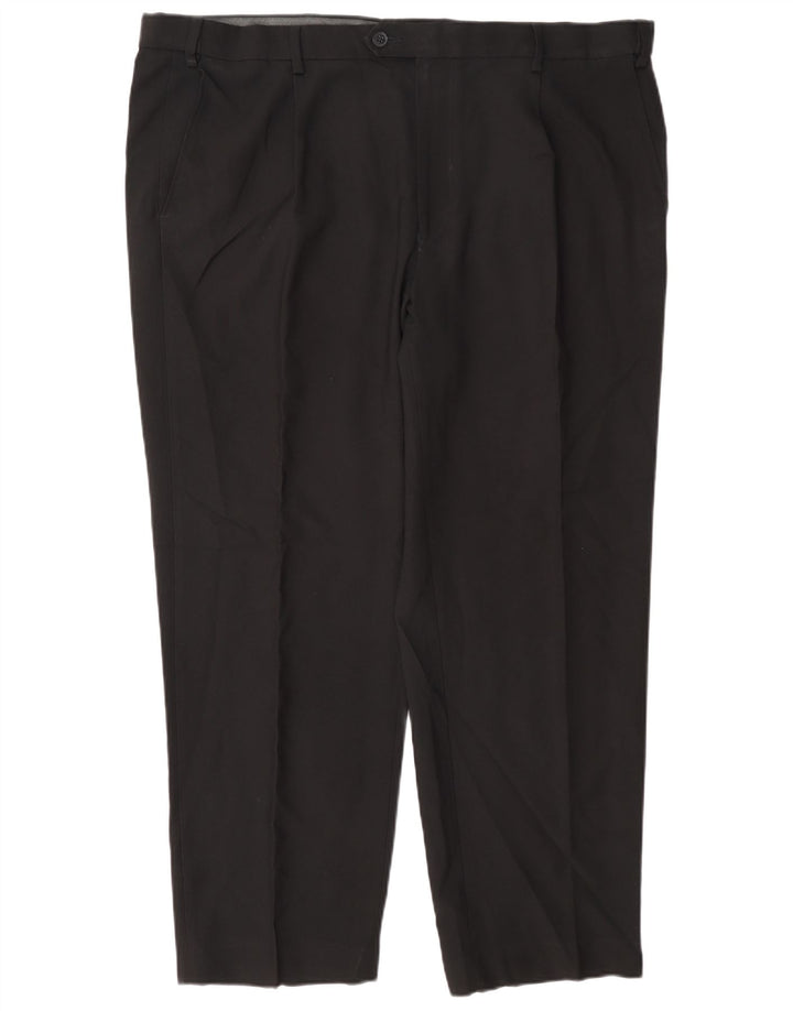 Marks & Spencer Herren-Anzughose mit normaler Passform, W42, L29, schwarzes Polyester