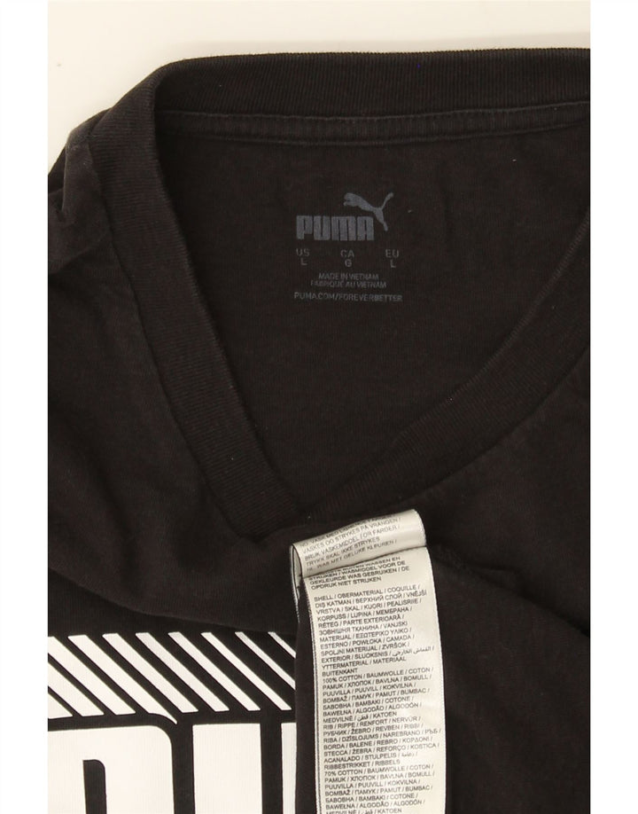 PUMA Mens Graphic T-Shirt Top Large Black Cotton Vintage Puma and Second-Hand Puma from Messina Hembry 