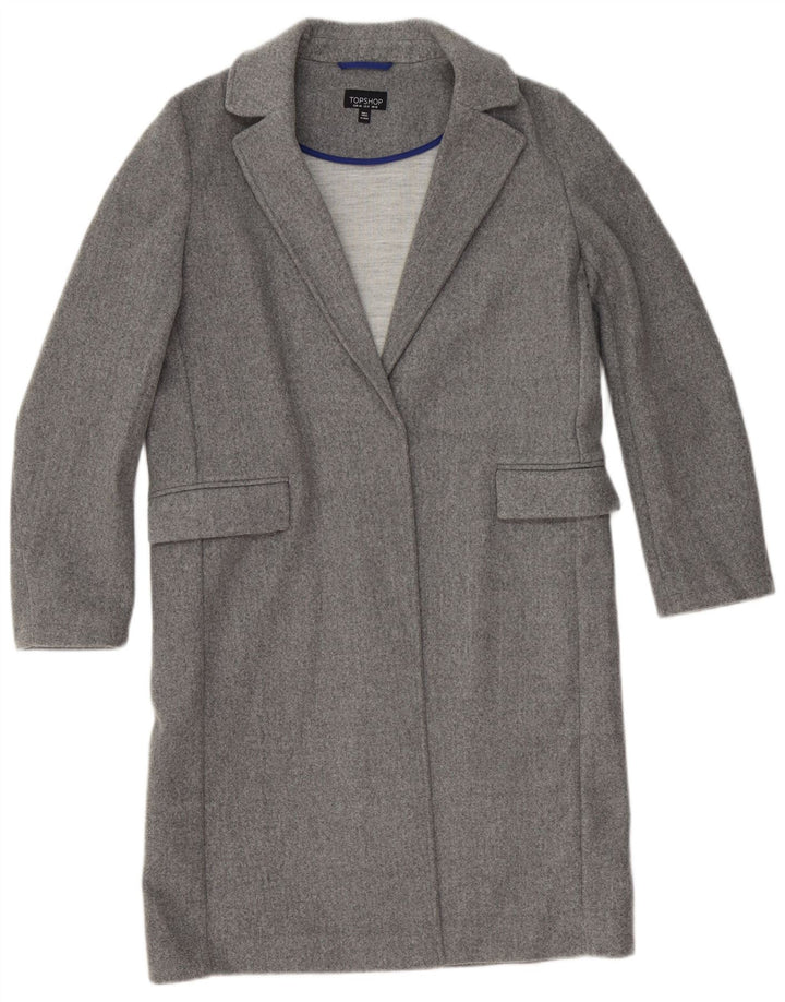 Topshop Womens Open Overcoat UK 12 Medium  Grey Polyester