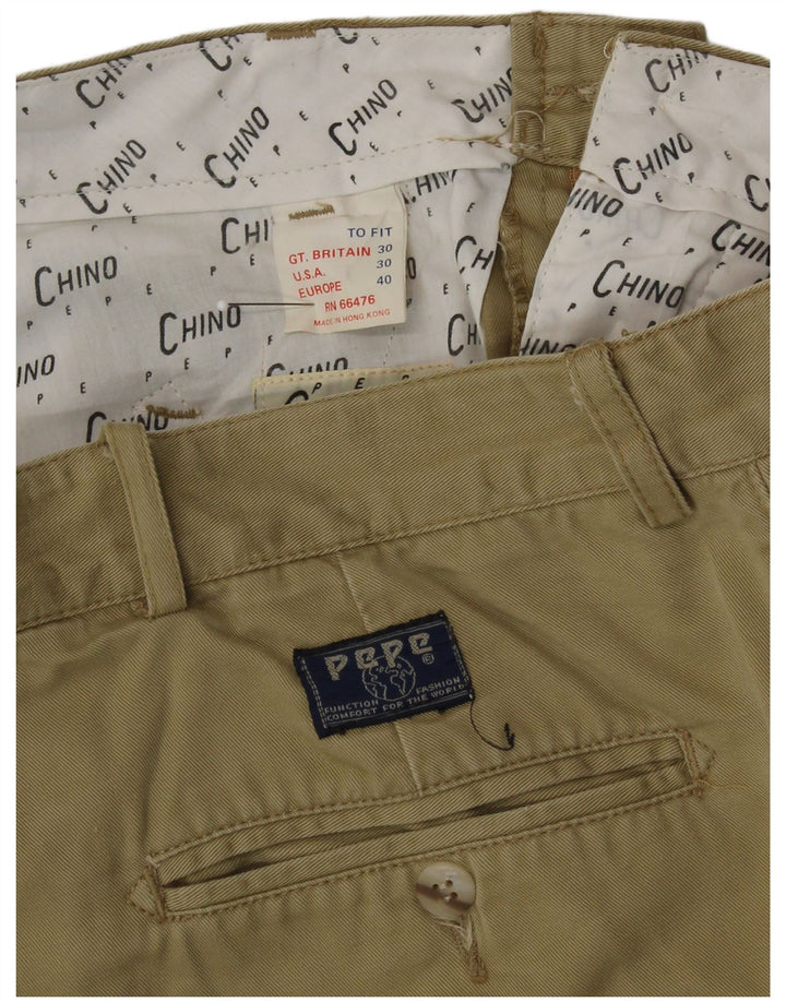 VINTAGE Mens Chino Shorts W30 Medium Khaki Cotton