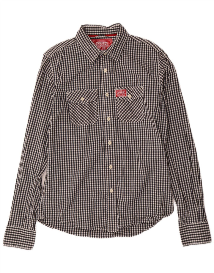 SUPERDRY Mens Shirt XL Black Gingham Cotton