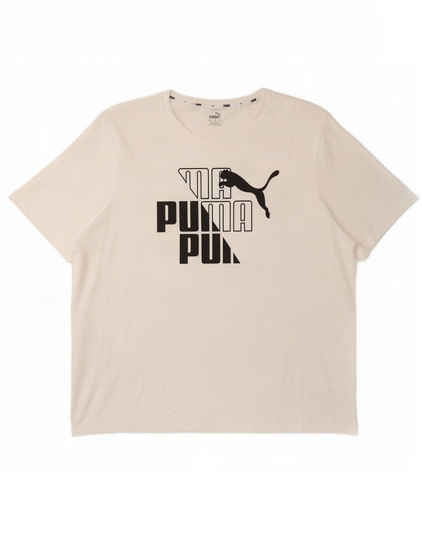 Puma Herre Grafisk T-Shirt Top 2XL Hvid Bomuld