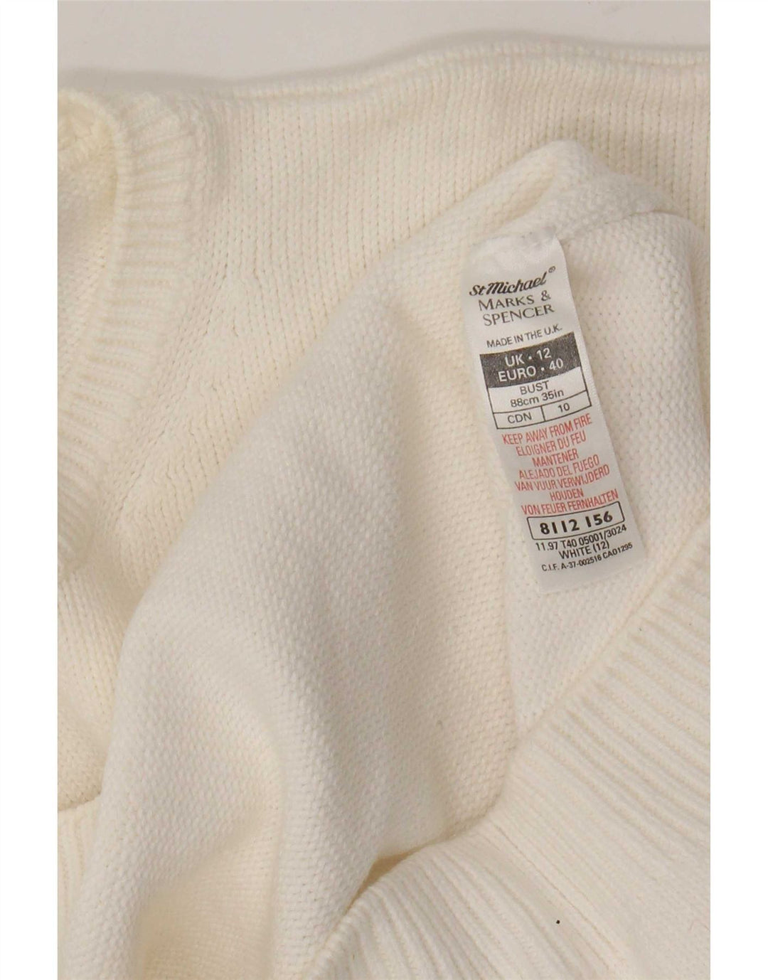 Maglione maglione girocollo da donna Marks & Spencer UK 12 medio bianco