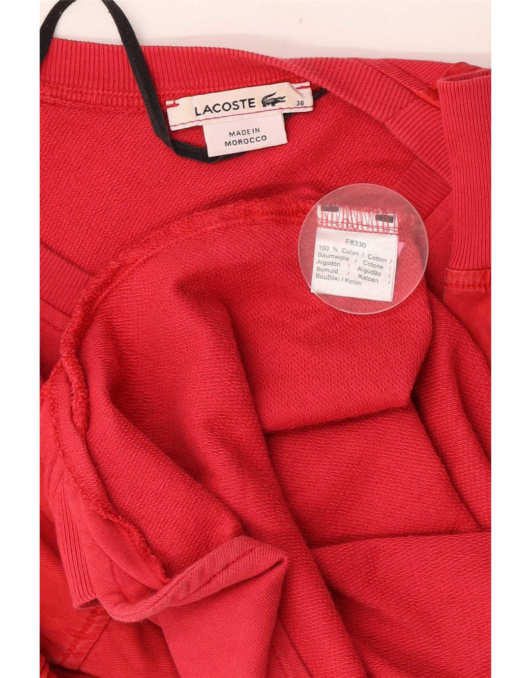 Lacoste Dame Sweatshirt Jumper Kjole EU 38 Medium Rød Bomuld